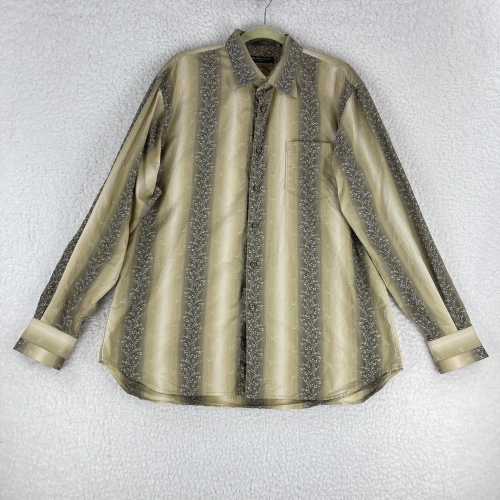 Tommy Bahama Island Soft Brown Button-Down Casual Shirt Mens Long Sleeve Size XL